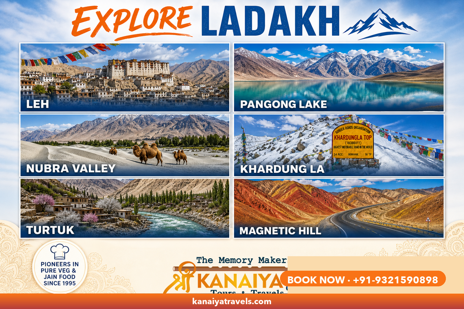 Explore Ladakh — Leh, Pangong Lake, Nubra Valley, Khardung La, Turtuk, Magnetic Hill tour packages