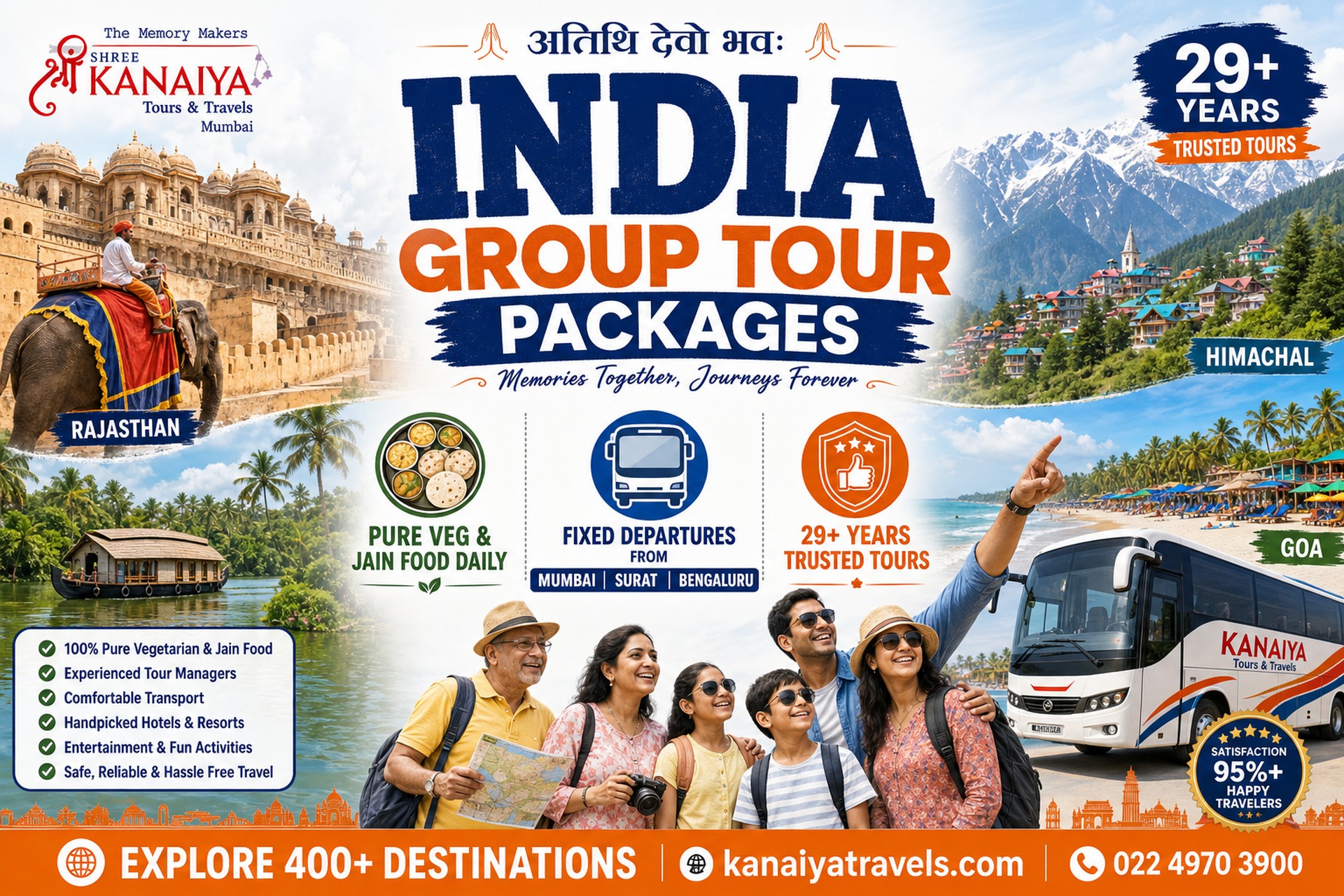India group tours — Kashmir, Kerala, Ladakh, Rajasthan