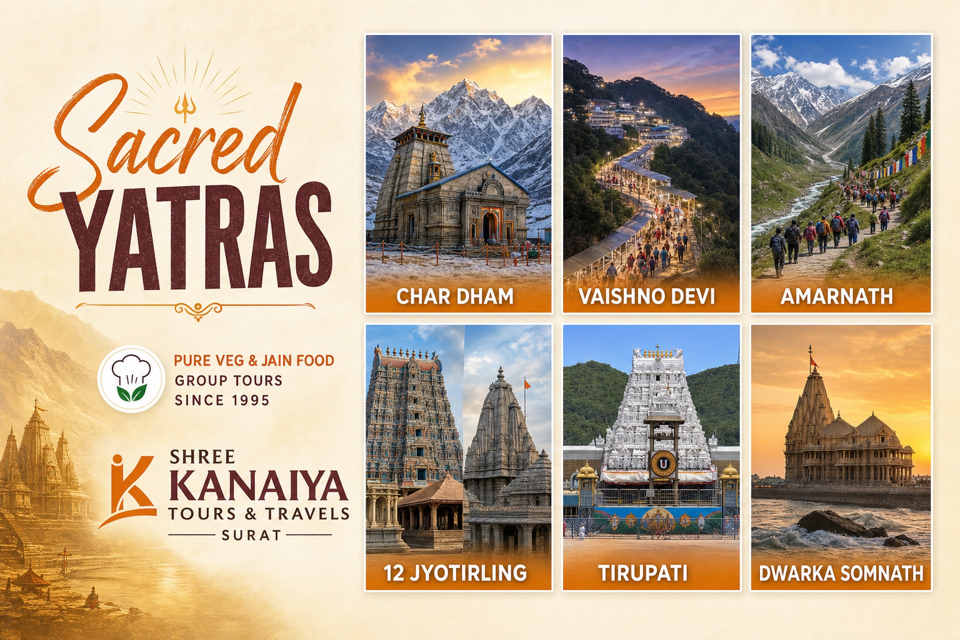 Pilgrimage yatra tours — Char Dham, Adi Kailash, Vaishno Devi